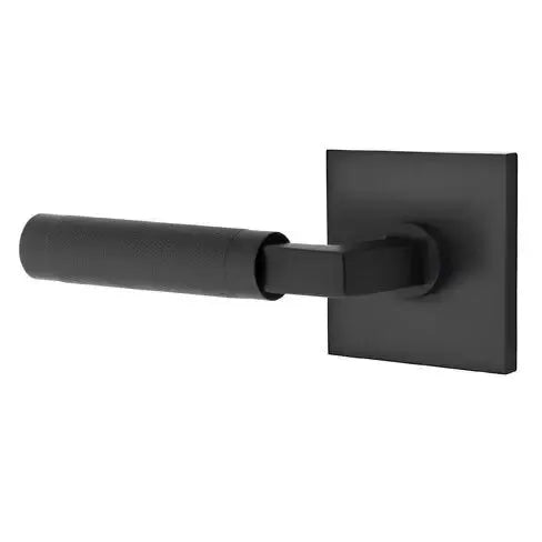Emtek Knurled Lever with L-Square Stem and Square Rose by Emtek