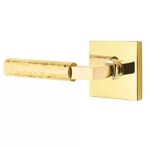 Emtek Hammered Lever with L-Square Stem and Square Rose by Emtek