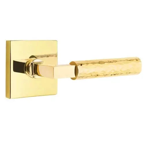 Emtek Hammered Lever with L-Square Stem and Square Rose by Emtek