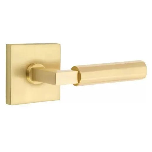 Emtek Faceted Lever with L-Square Stem and Square Rose by Emtek