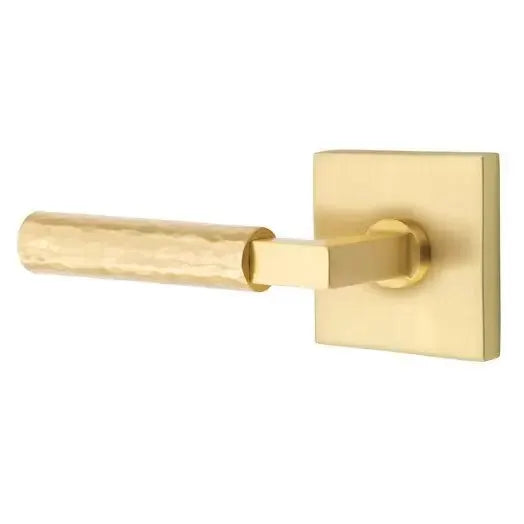Emtek Hammered Lever with L-Square Stem and Square Rose by Emtek