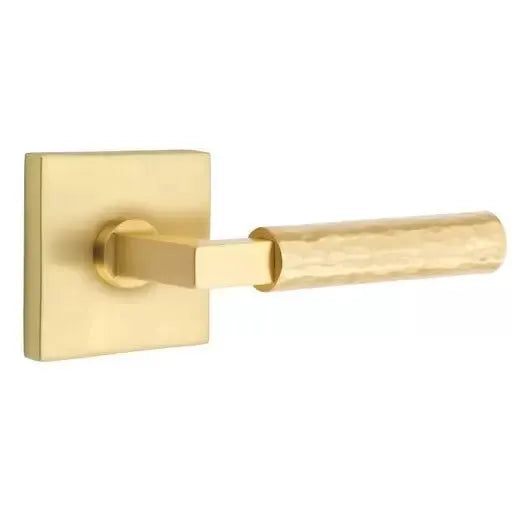 Emtek Hammered Lever with L-Square Stem and Square Rose by Emtek