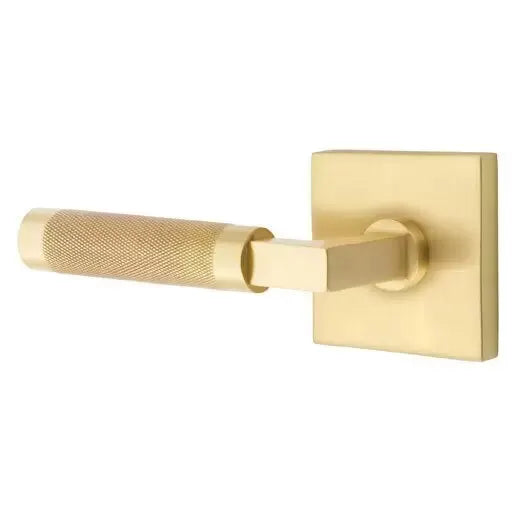 Emtek Knurled Lever with L-Square Stem and Square Rose by Emtek