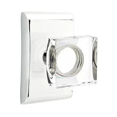 Emtek Modern Square Glass Door Knob with Neos Rose by Emtek