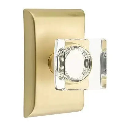 Emtek Modern Square Glass Door Knob with Neos Rose by Emtek