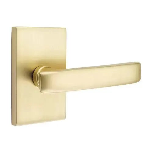 Emtek Geneva Door Lever with Modern Rectangular Rose by Emtek