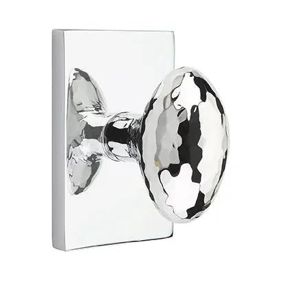 Emtek Hammered Egg Door Knob and Modern Rectangular Rose by Emtek