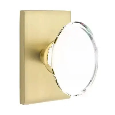 Emtek Hampton Door Knob with Modern Rectangular Rose by Emtek
