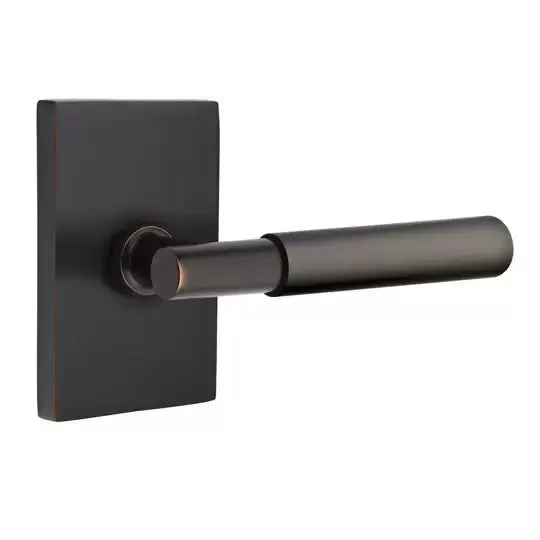 Emtek Myles Lever with Modern Rectangular Rose by Emtek