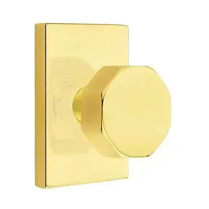 Emtek Octagon Door Knob with Modern Rectangular Rose by Emtek
