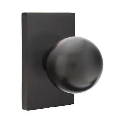Emtek Orb Door Knob and Modern Rectangular Rose by Emtek