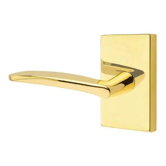 Emtek Poseidon Door Lever with Modern Rectangular Rose by Emtek