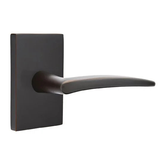 Emtek Poseidon Door Lever with Modern Rectangular Rose by Emtek