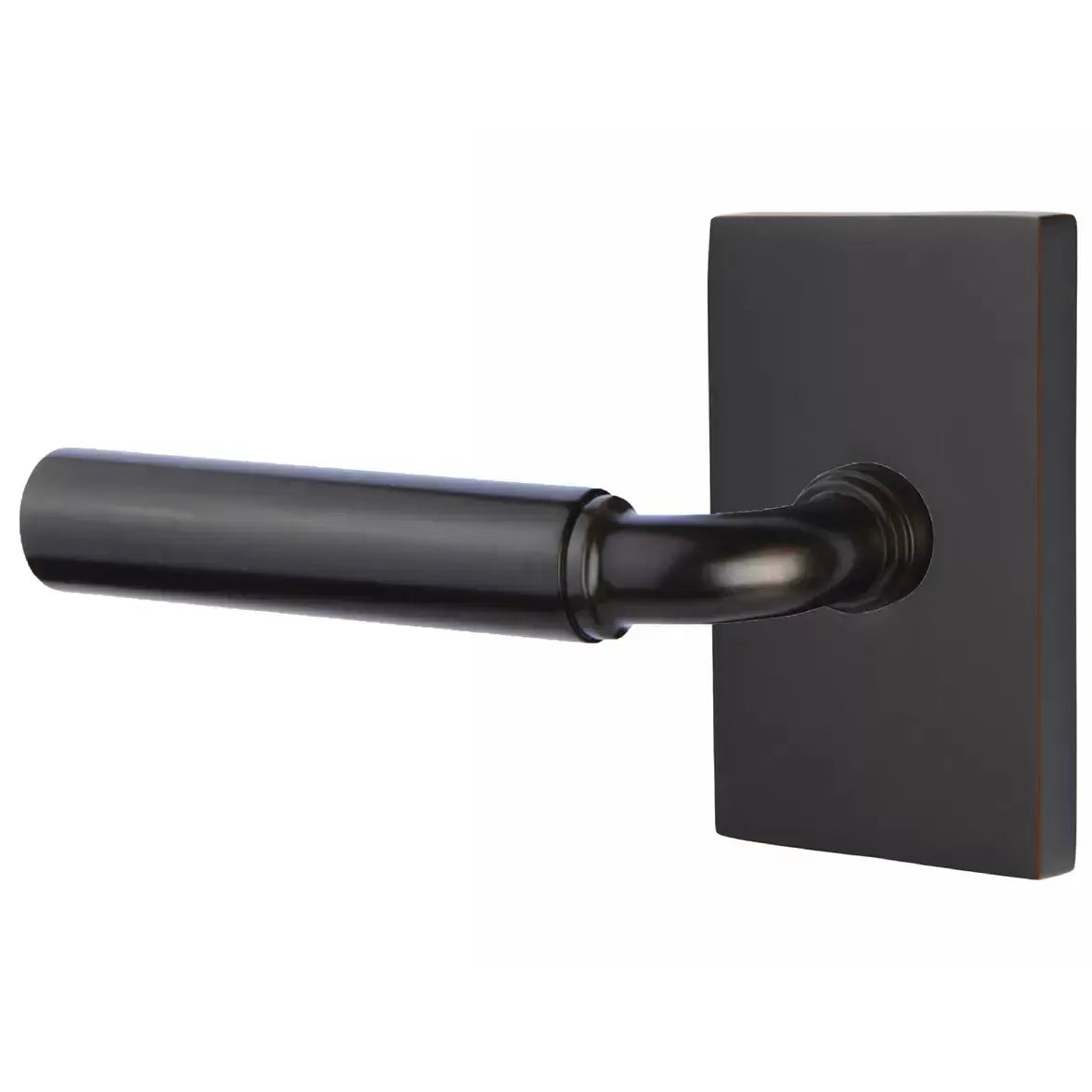 Emtek Smooth Lever with R-Bar Stem and Modern Rectangular Rose by Emtek