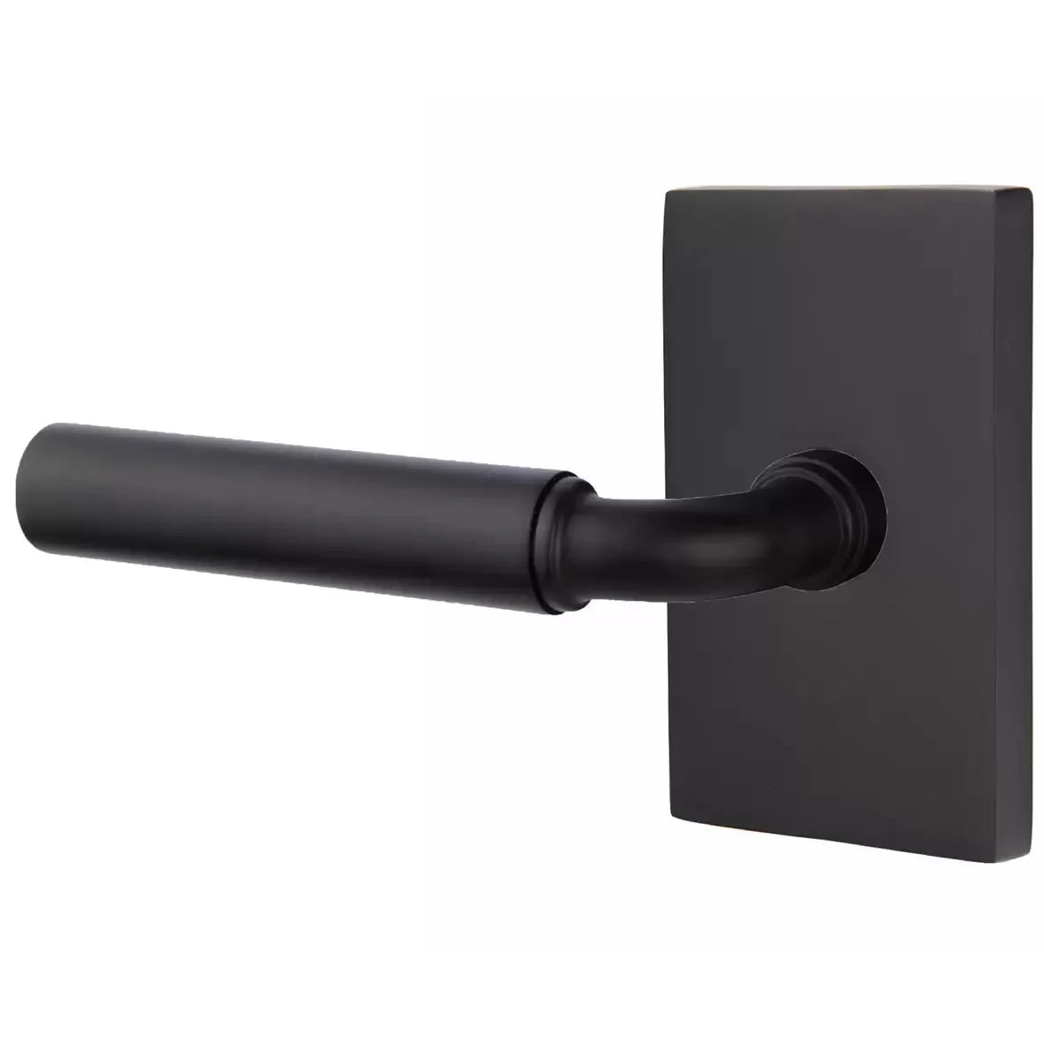 Emtek Smooth Lever with R-Bar Stem and Modern Rectangular Rose by Emtek