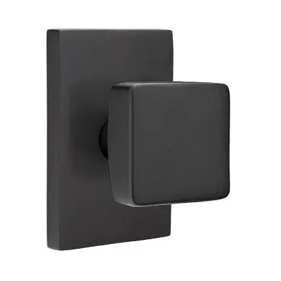 Emtek Square Door Knob with Modern Rectangular Rose by Emtek