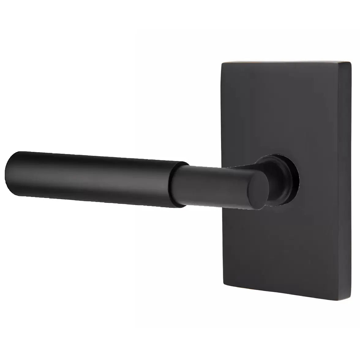 Emtek Smooth Lever with T-Bar Stem and Modern Rectangular Rose by Emtek