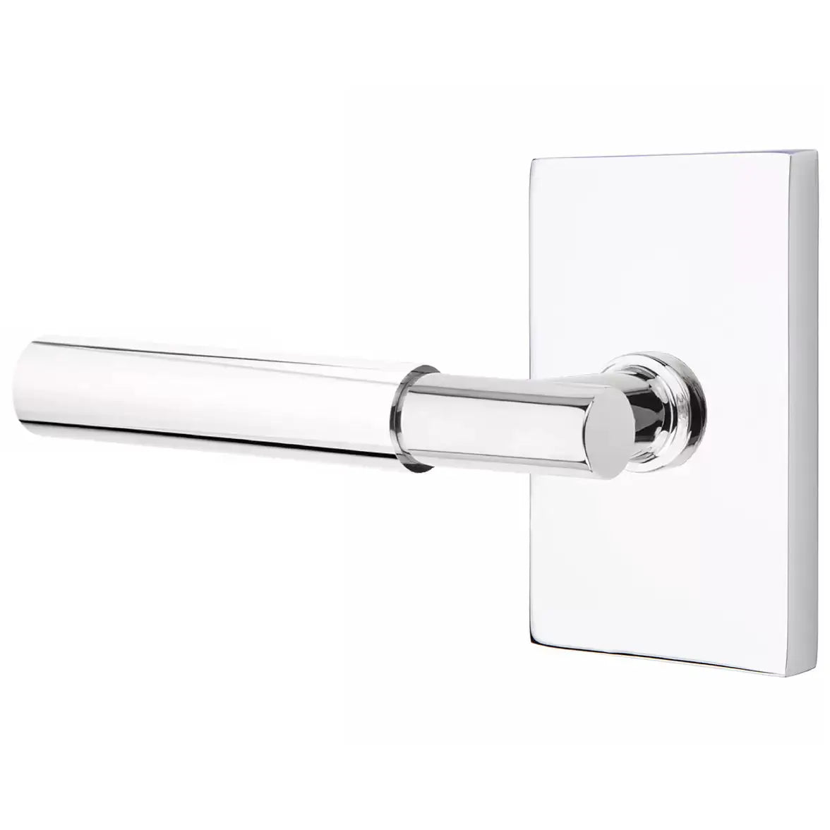 Emtek Smooth Lever with T-Bar Stem and Modern Rectangular Rose by Emtek