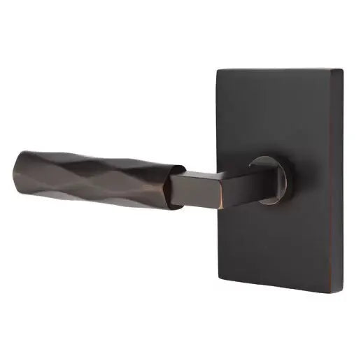 Emtek Tribeca Lever with L-Square Stem and Modern Rectangular Rose by Emtek