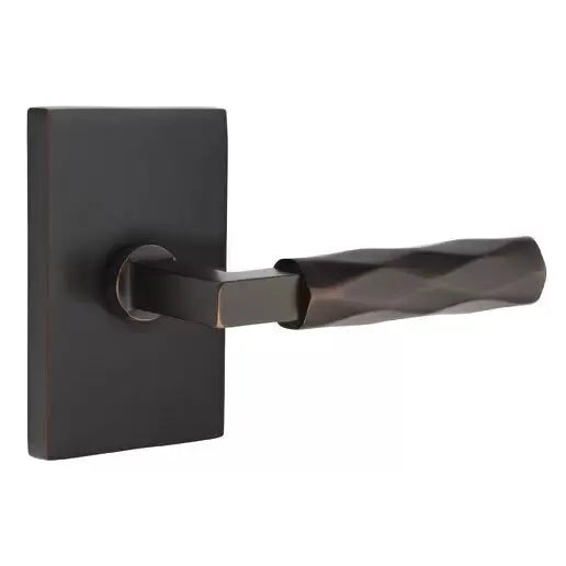 Emtek Tribeca Lever with L-Square Stem and Modern Rectangular Rose by Emtek