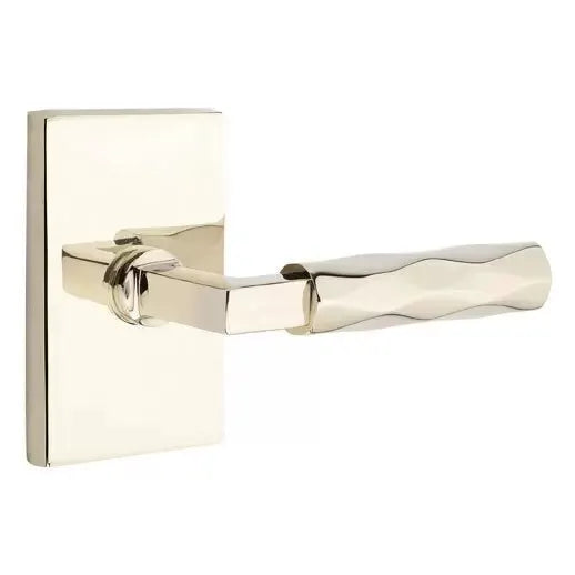 Emtek Tribeca Lever with L-Square Stem and Modern Rectangular Rose by Emtek