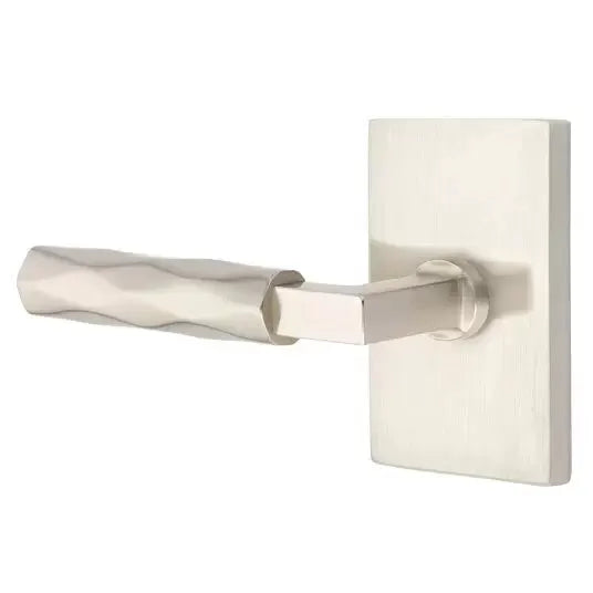 Emtek Tribeca Lever with L-Square Stem and Modern Rectangular Rose by Emtek