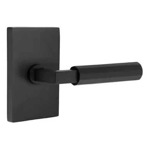 Emtek Faceted Lever with L-Square Stem and Modern Rectangular Rose by Emtek