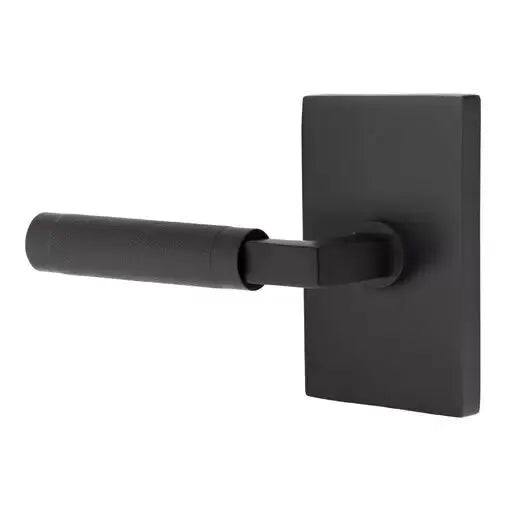 Emtek Knurled Lever with L-Square Stem and Modern Rectangular Rose by Emtek