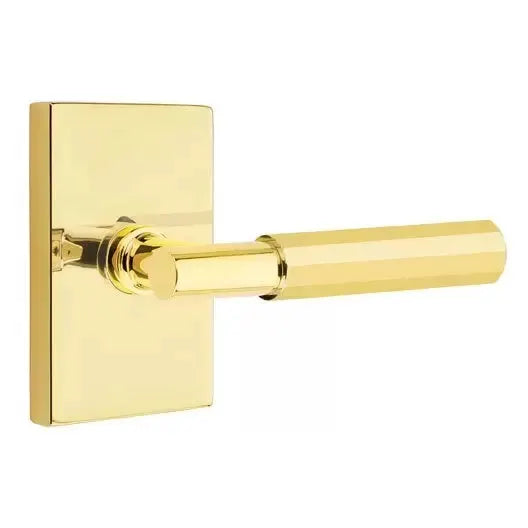 Emtek Faceted Lever with T-Bar Stem and Modern Rectangular Rose by Emtek