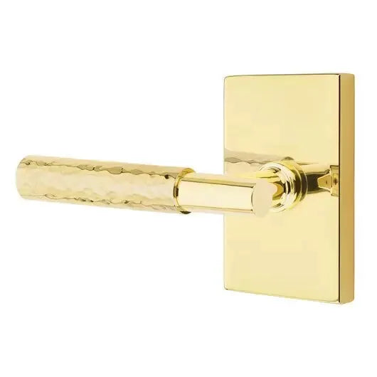 Emtek Hammered Lever with T-Bar Stem and Modern Rectangular Rose by Emtek