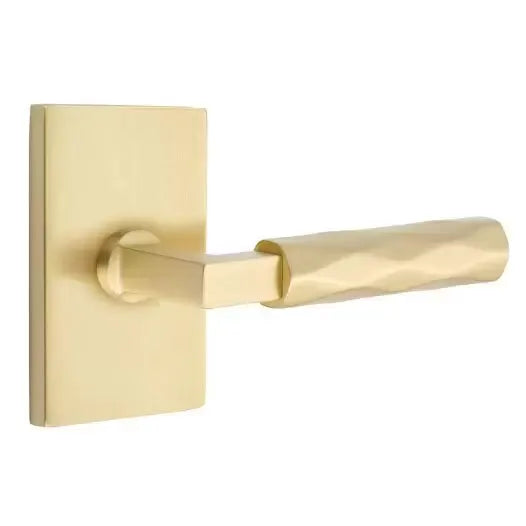 Emtek Tribeca Lever with L-Square Stem and Modern Rectangular Rose by Emtek