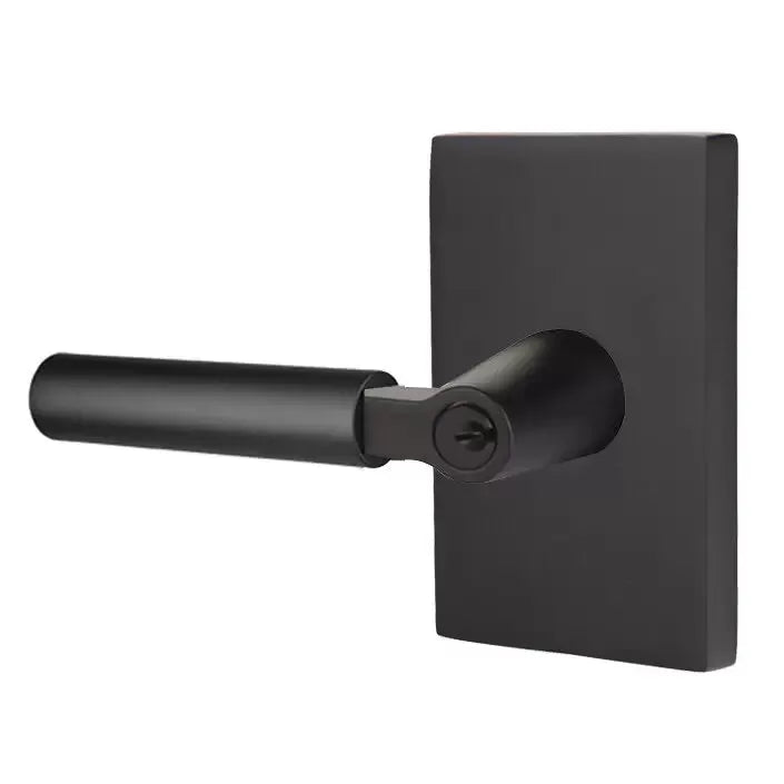 Emtek Hercules Door Lever with Modern Rectangular Rose by Emtek