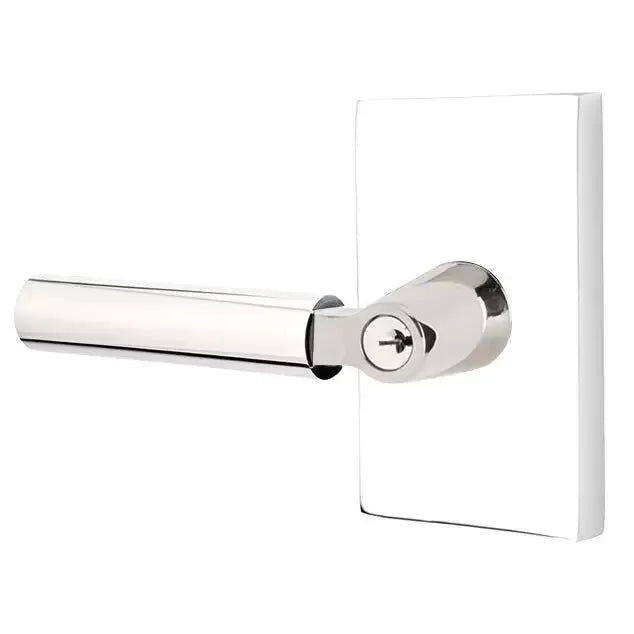 Emtek Hercules Door Lever with Modern Rectangular Rose by Emtek