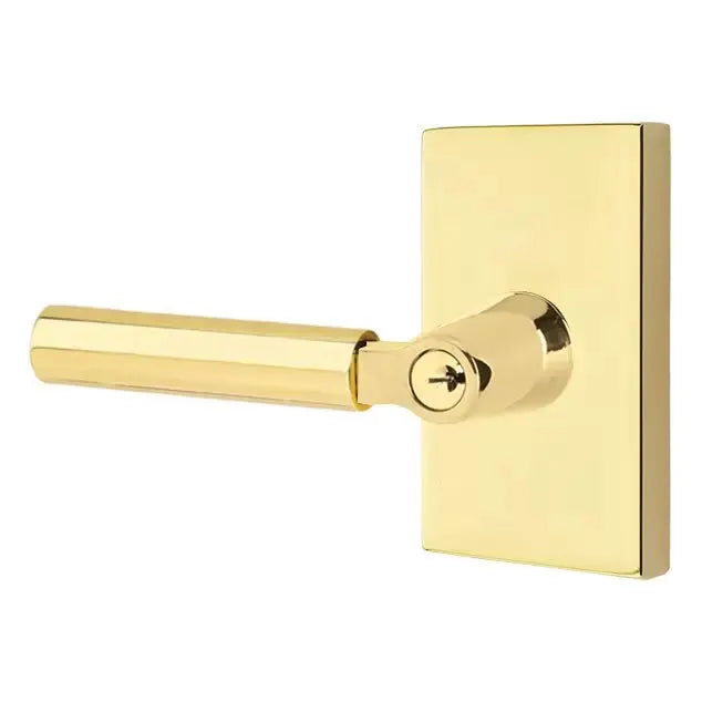 Emtek Hercules Door Lever with Modern Rectangular Rose by Emtek