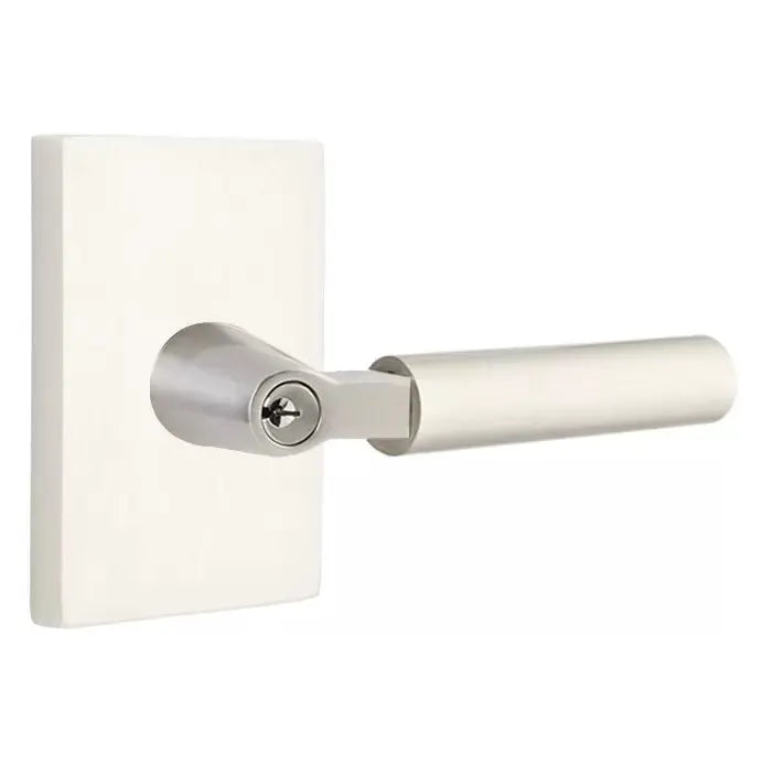 Emtek Hercules Door Lever with Modern Rectangular Rose by Emtek
