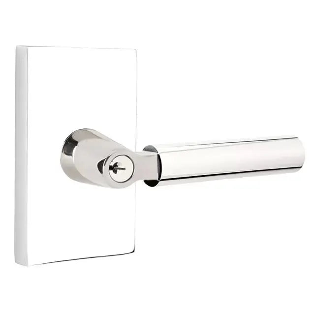 Emtek Hercules Door Lever with Modern Rectangular Rose by Emtek