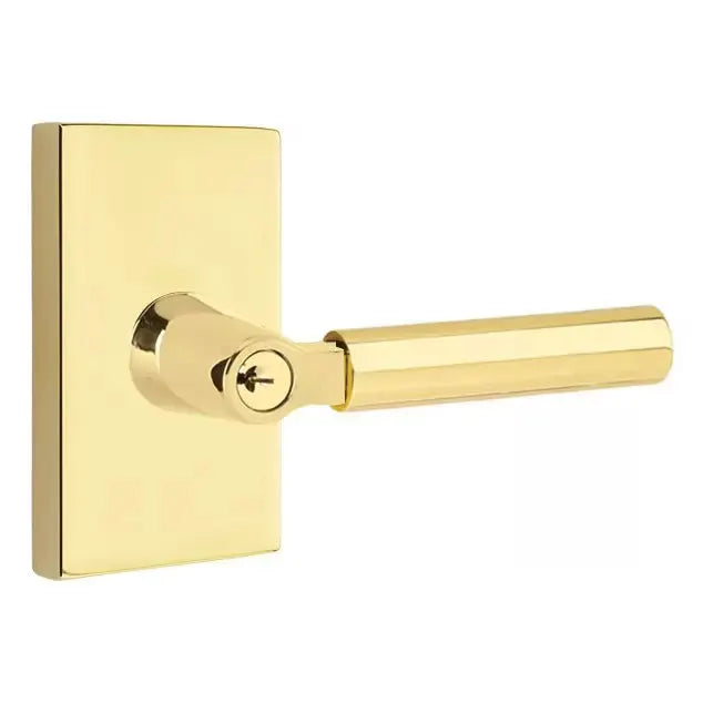 Emtek Hercules Door Lever with Modern Rectangular Rose by Emtek
