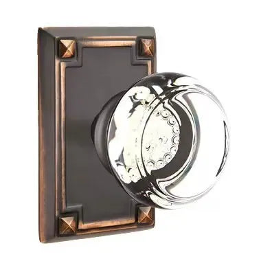 Emtek Georgetown Door Knob with Arts and Crafts Rectangular Rose by Emtek