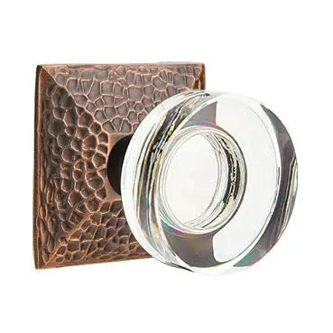 Emtek Modern Disc Glass Door Knob with Hammered Rose by Emtek