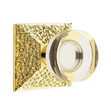 Emtek Modern Disc Glass Door Knob with Hammered Rose by Emtek