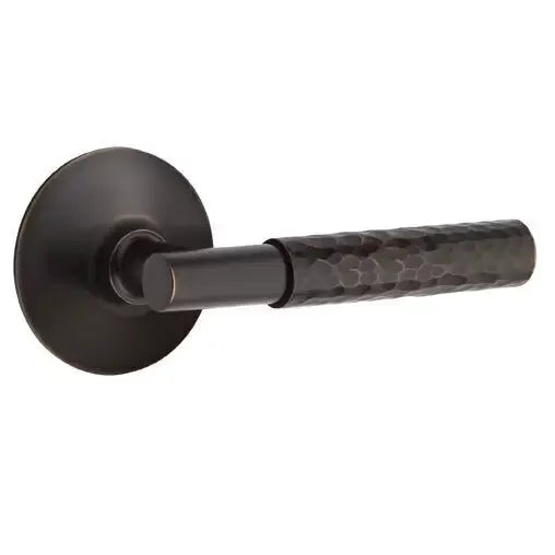 Emtek Hammered Lever with T-Bar Stem and Modern Rose by Emtek
