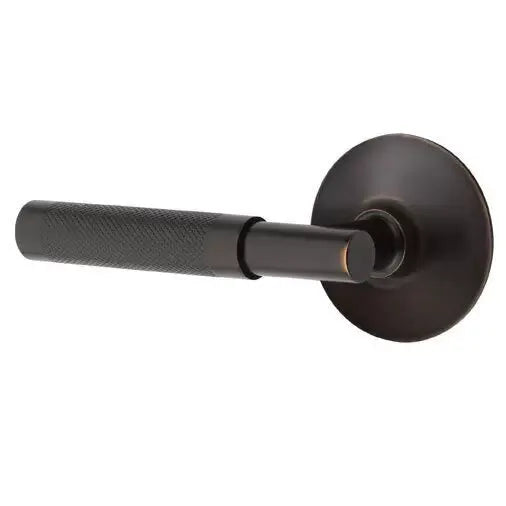 Emtek Knurled Lever with T-Bar Stem and Modern Rose by Emtek