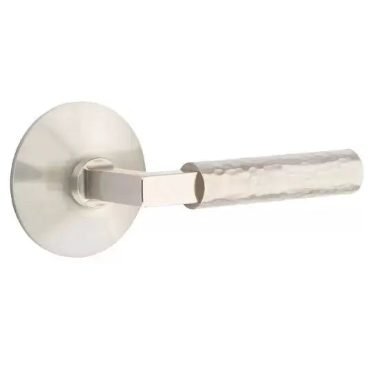 Emtek Hammered Lever with L-Square Stem and Modern Rose by Emtek