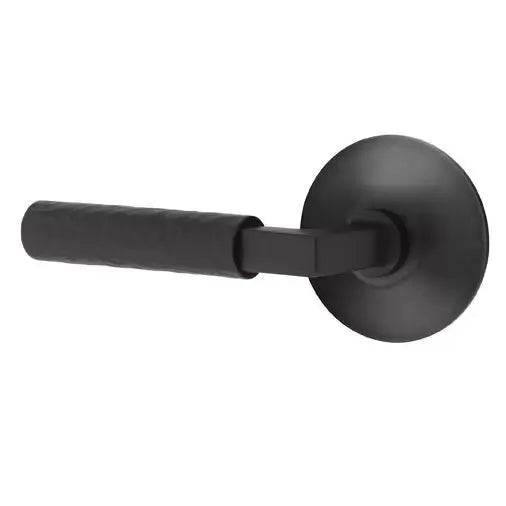 Emtek Hammered Lever with L-Square Stem and Modern Rose by Emtek