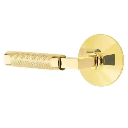 Emtek Knurled Lever with L-Square Stem and Modern Rose by Emtek