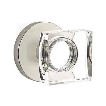 Emtek Modern Square Glass Door Knob with Disk Rose by Emtek