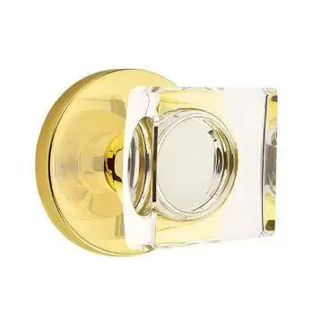 Emtek Modern Square Glass Door Knob with Disk Rose by Emtek