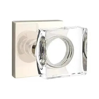 Emtek Modern Square Glass Door Knob with Square Rose by Emtek