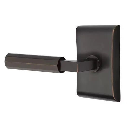 Emtek Faceted Lever with L-Square Stem and Neos Rose by Emtek