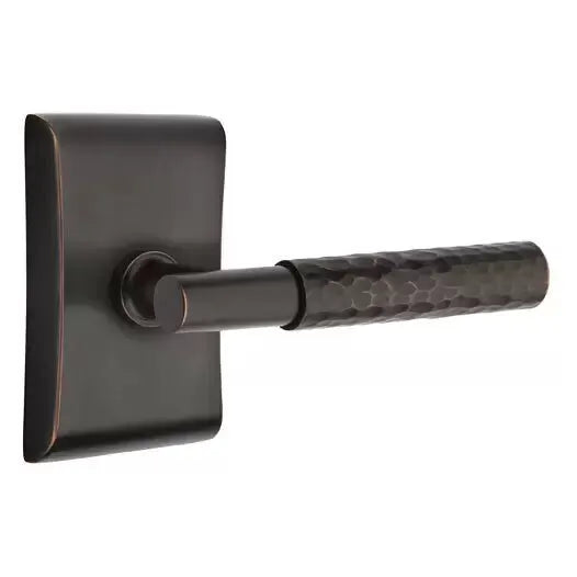 Emtek Hammered Lever with T-Bar Stem and Neos Rose by Emtek